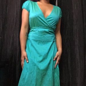 Calypso St. Barth Foam Green Iridescent Wrap Raw Silk Dress Size Medium